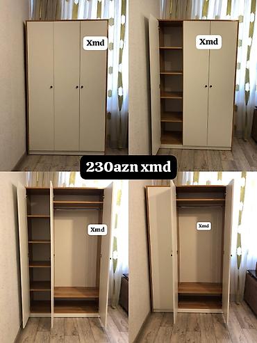Üç qapılı geyim dolabı - Rəng: ağ ön panellər, taxta naxışlı kənarlar lalafo.az -da Üç qapılı geyim dolabı - Rəng: ağ ön panellər, taxta naxışlı kənarlar