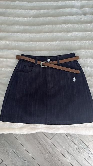 cins dest: Qadınlar üçün cins ətək + kəmər dəsti XS S RAZMER - Tünd göy (indigo) — 1