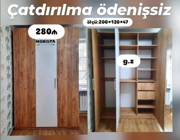 Dolablar: *Dolab 3 Qapılı💫280Azn* ✔️İstehsal Rusiya Laminat 18/lik Rəng seçimi