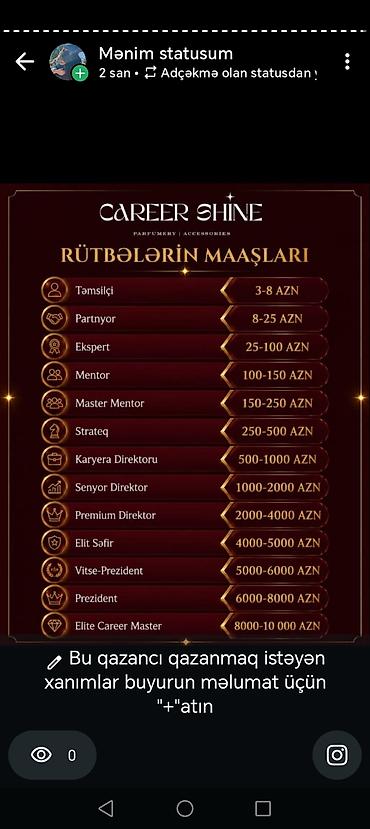 evde online iş: Satış məsləhətçisi tələb olunur, Yalnız qadınlar üçün, 1 ildən az təcrübə, Aylıq ödəniş — 1