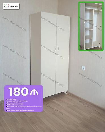 skaflar: Düz dolab, Yataq otağı üçün, Paltar üçün, Açılan, Korpuslu, 2 qapılı — 1