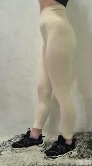 Helanke, biciklistički šortsevi: Ženske bež helanke sa visokim strukom - Visok, širok pojas za dodatnu — 13