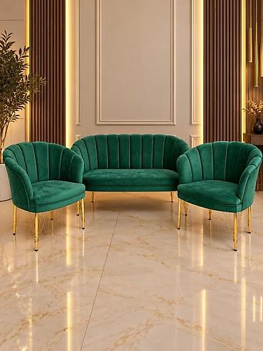 namestaj ada: Set klub garnitura – 3 dela (sofa + 2 fotelje) - Dizajn: školjkasta — 6