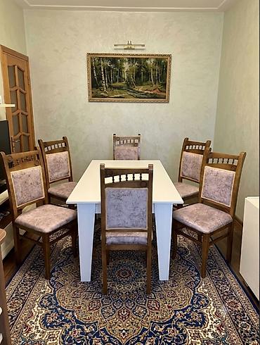 Qonaq otağı üçün, İşlənmiş, Açılmayan, Dördbucaq masa, 6 stul