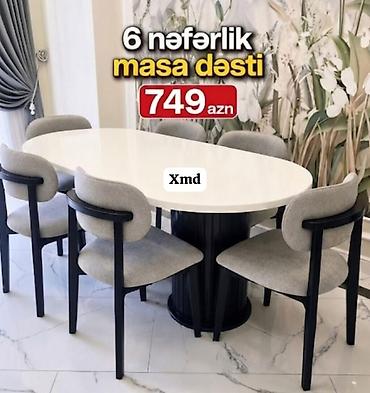 isdol usdul: 6 nəfərlik masa dəsti - Komplekt: 1 ədəd oval masa + 6 ədəd stul - — 1