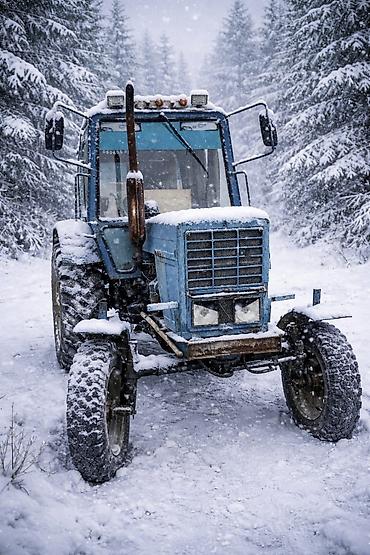 Digər kənd təssərüfat avadanlığı: Mavi rəngli təkərli kənd təsərrüfatı traktoru - Kabinli, panoram — 5