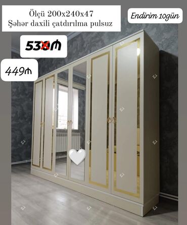 Dolablar: Açılan, 6 qapı Düz dolab, Qarderob, paltar dolabı