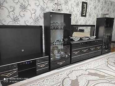 türkmən tekstil: Qonaq otağı üçün modern qara rəngli mebel dəsti Tərkibi: - TV stendi — 3