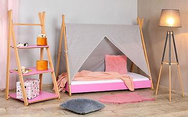 reserved patike: Krevet Sa Nadstrešnicom i Dušekom 160x80 cm – Tipi Roze Zabavan, Tipi — 1