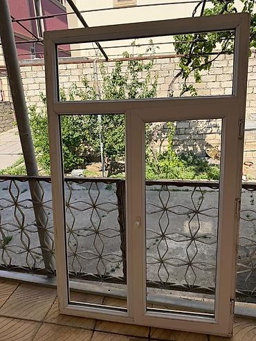 PVC materialdan balkon/eyvan üçün qapı-pəncərə bloku - Rəng: ağ -