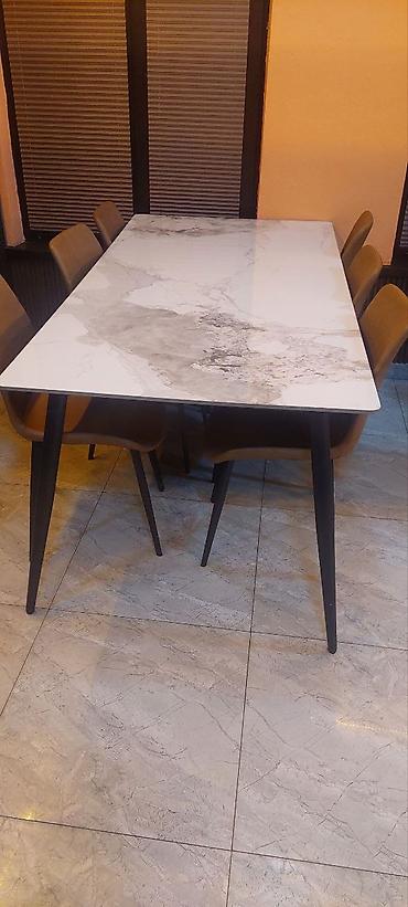 бур: Кухонный стол и стул, Б/у, Самовывоз, цвет - Белый — 7