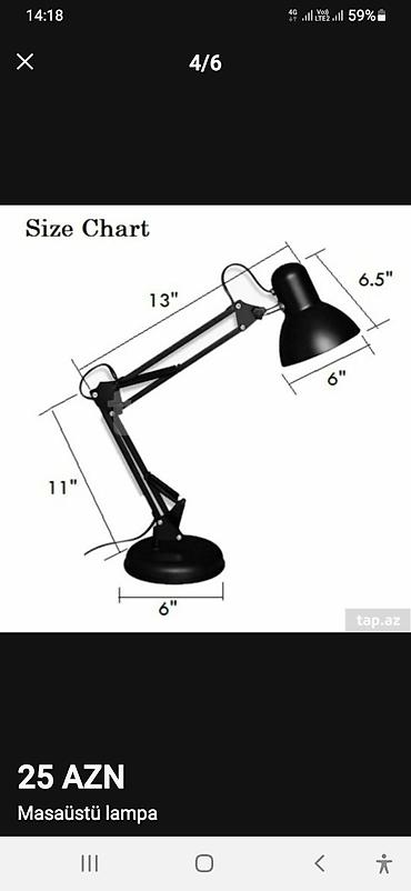 stol üstü: Stol üstü lampa,Lidan, Stolun kənarina rahat şəkilda bağlanir, Rangi — 4