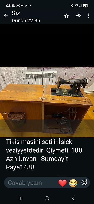 paltar tiken mawin: Tikiş maşını – mexaniki tip, taxta şkaflı masa ilə birlikdə. Klassik — 1