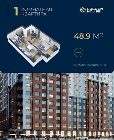 я ищу квартиру без хозяина: 1 бөлмө, 49 кв. м, Элитка, 5 кабат, ПСО (өзү оңдоп түзөтүп бүтүү үчүн)
