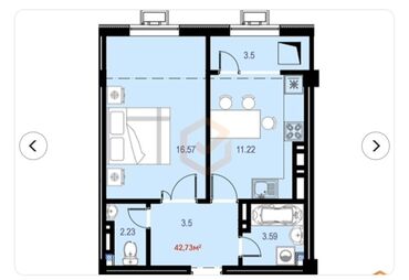 Продажа квартир: 1 комната, 43 м², Элитка, 11 этаж, ПСО (под самоотделку)