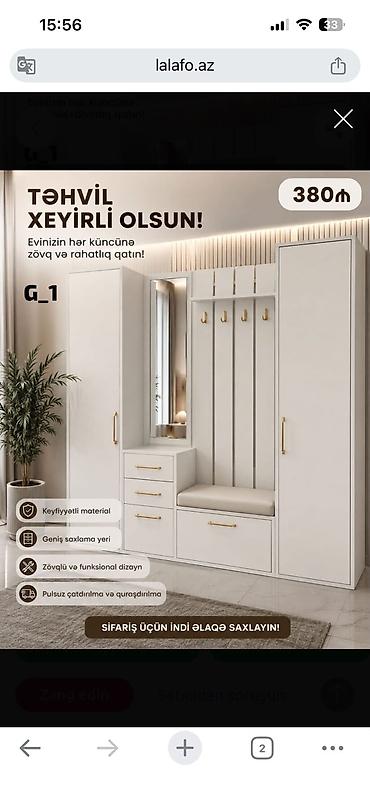 taxt basliqlari: Dəhliz üçün modullu dolab dəsti (G_1) Ağ rəngdə, qızılı tutacaqlarla — 1