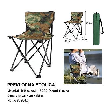 KMT Četvoronožna stolica srednja maskirna 297022 - Tip: Preklopna