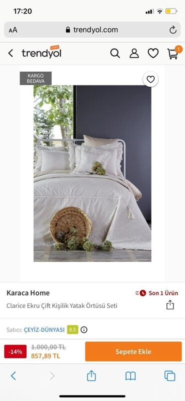 yatağ desdi: Karaca Home Clarice Ekru çift kişilik (iki nəfərlik) yatak örtüsü seti