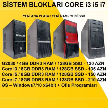 masaüstü kampüter: Sistem Blokları “G2030/CORE i3/CORE i5/CORE i7” ⭐G2030 / 4GB DDR3 RAM