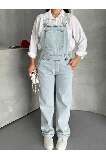 Donlar: Məhsul: Açıq mavi denim kombinezon - Parça: Klassik denim (yüngül