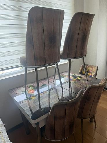 Mebel: Mətbəx üçün, İşlənmiş, Açılan, Dördbucaq masa, 4 stul — 1