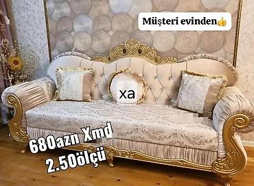 Klassik üslubda, qızılı ağ detallarla işlənmiş 3 nəfərlik salon
