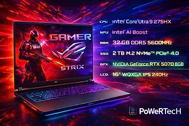 noutbook rtx: ASUS ROG Strix oyun noutbuku - CPU: Intel Core Ultra 9 275HX - NPU — 1