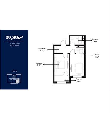 Продажа квартир: 1 комната, 40 м², Селекционное с. Элитка, 6 этаж — 2