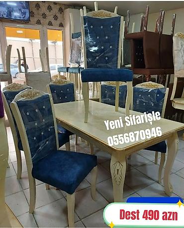 telefon stulu: Qonaq otağı üçün, Yeni, Açılan, Dördbucaq masa, 6 stul — 2