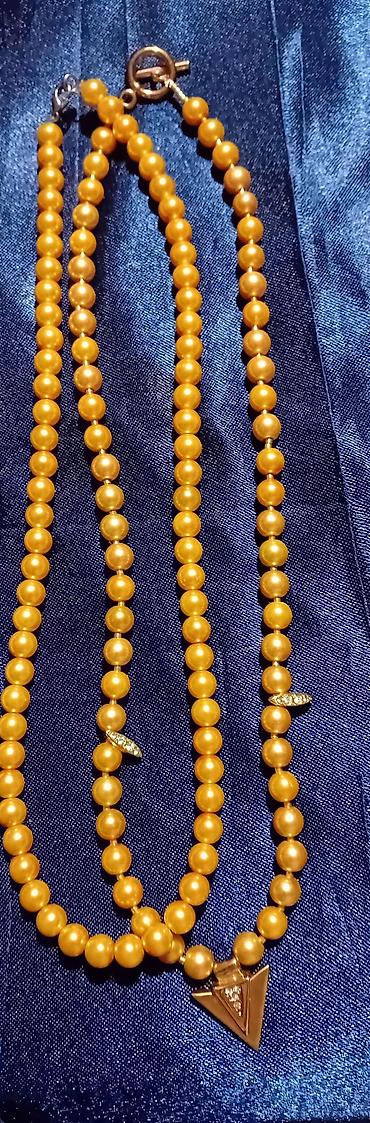 Ogrlice: Ručno rađene ogrlice – razni modeli - Set od zlatno‑braon perli — 37