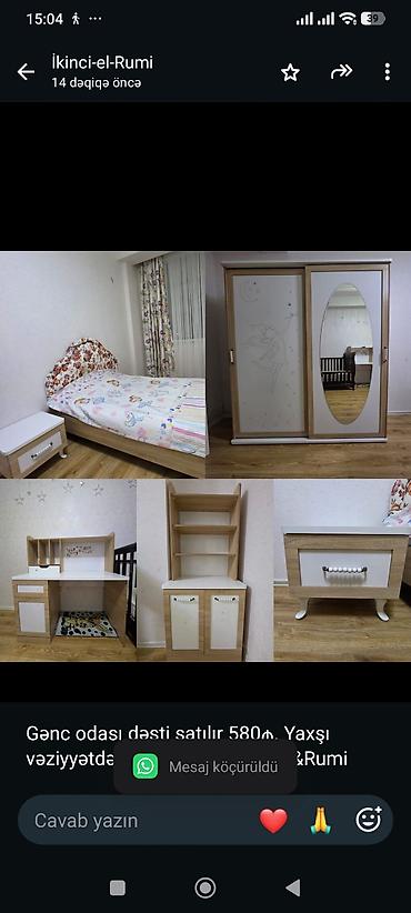 Gənc odası dəsti satılır 580₼. Yaxşı vəziyyətdədir. Ünvan:Sumqayıt lalafo.az -da Gənc odası dəsti satılır 580₼. Yaxşı vəziyyətdədir. Ünvan:Sumqayıt
