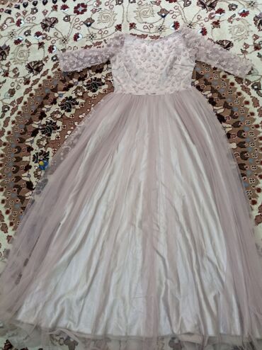 вечернее нежно розовое платье: Вечернее платье, Длинная модель, С рукавами, XL (EU 42)