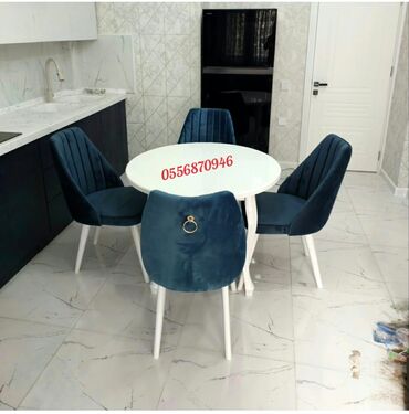 Masa və oturacaq dəstləri: Qonaq otağı üçün, Yeni, Açılan, Dördbucaq masa, 6 stul — 14