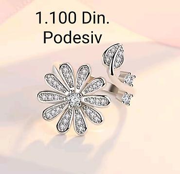 pandora second hand: Elegantni posrebreni podesivi prsten od hirurskog čelika sa žigom — 3