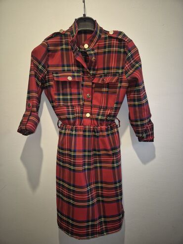 Haljine: Dve haljine – crvena tartan košulja-haljina i crvena čipkana haljina — 1