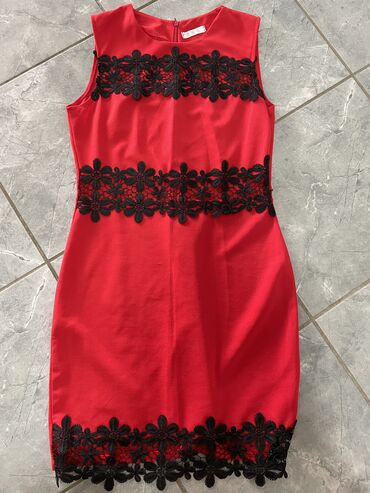 kućne haljine za starije žene: S (EU 36), bоја - Crvena, Drugi stil, Na bretele