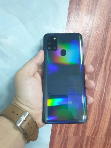 samsung soyuducular: Samsung Galaxy A21S, 32 GB, rəng - Göy, Zəmanət, Barmaq izi, İki sim kartlı