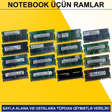 Kompüter ehtiyyat hissələri: Notebook üçün Ramlar (DDR2/DDR3) SAYLA ALANA VƏ USTALARA TOPDAN