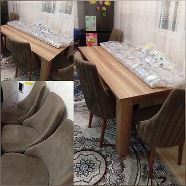 kafe stul: Masa dəsti satılır – 380₼. - Açılmır (sabit ölçü). - 6 ədəd oturacaqla — 1