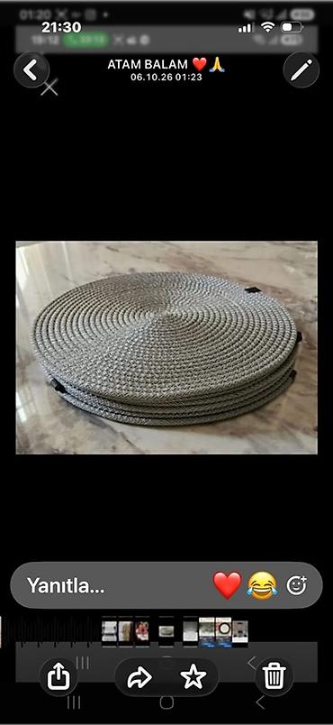 balta: Masa üçün dairəvi süfrə altlıqları (placemat) dəsti - Rəng — 1