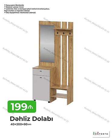 kitab refi mebel: Dəhliz dolabı – 40×200×90 sm - Material: 18 mm laminat - Rəng seçimi — 1