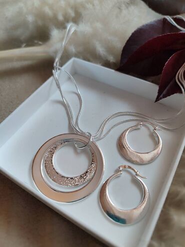 srebrni setovi: Set: Earrings, Necklace, Material: Silver