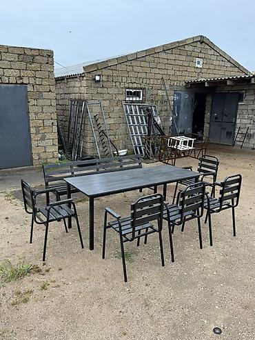 bag ucun masalar: Bağ, həyət, veranda, kafe və açıq məkanlar üçün metal karkaslı — 4