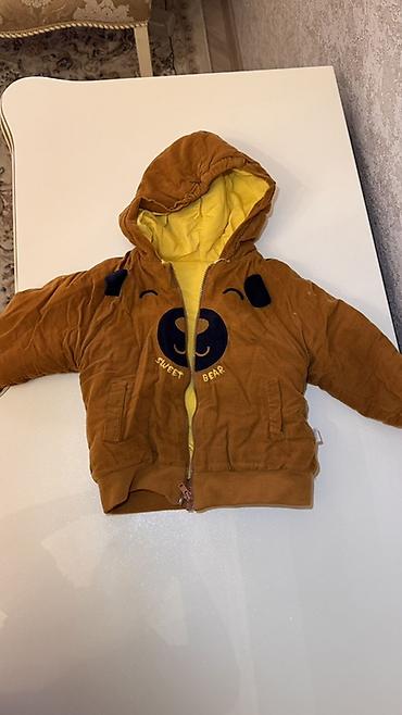 Верхняя одежда: Uşaq üçün kapüşonlu jaket - Rəng: karamel/qəhvəyi, daxili astar sarı — 1