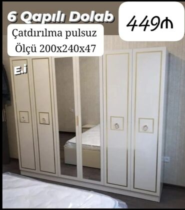 Dolablar: Açılan, 6 qapı Düz dolab, Qarderob, paltar dolabı — 3