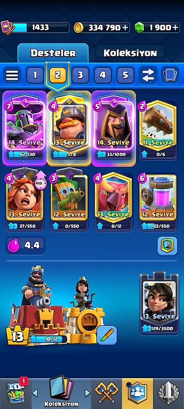 clash royale hesabı: Clash Royale oyun hesabı - Kupa: 8001 - Qızıl: 334 790 - Yaşıl daş — 1