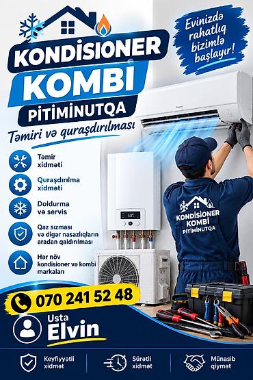 Ремонт комби: Kondisioner kombi pitiminitqa temiri ve qurasdirilmasi — 1