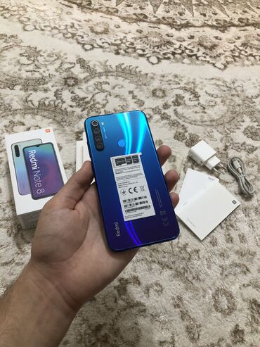 optimal telefon kredit: Xiaomi Redmi Note 8, 64 GB, rəng - Mavi, 
 Zəmanət, Barmaq izi, İki sim kartlı