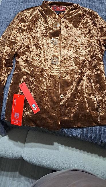 мех: KENZO Paris qadın jaketi – məxməri parça, qəhvəyi-bronz rəng - Model — 1