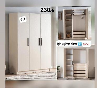 dik fanerka: Üç qapılı geyim dolabı – G_1 modeli - Rəng: açıq bej/krem - Ümumi — 1